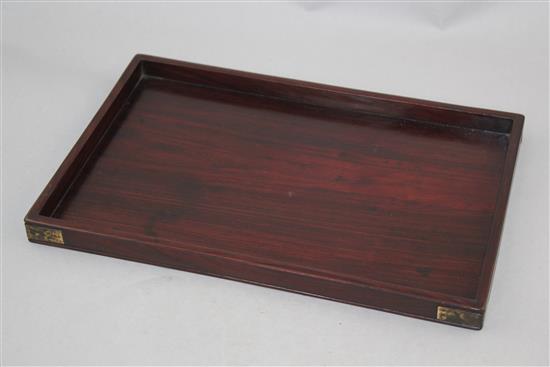 A Chinese Hongmu document or paper tray, 19th century, 31cm.